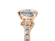 Solitaire Engagement Ring Setting for Radiant Cut Center with Crossover Accents and Prong Head in Rose Gold