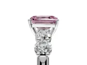 5 Stone Engagement Ring Setting for Fancy Pink Emerald Cut Center with Graduated Accents and Prong Head in Platinum