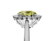 Starburst Halo Engagement Ring Setting for Fancy Yellow Oval Center with Thin Round-Wire Band and Prong Head in Platinum