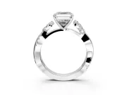 Floral Engagement Ring Setting for Asscher Cut Center with Trailing Marquise Accents and Prong Head in Platinum