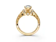 Solitaire Engagement Ring Setting for Marquise Center with Filigree Accent Basket and Prong Head in Yellow Gold