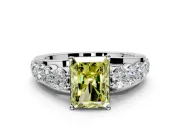 Solitaire Engagement Ring Setting for Fancy Yellow Radiant Cut Center with Graduated Shared Prongs and Prong Head in Platinum