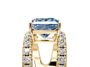 Solitaire Engagement Ring Setting for Fancy Blue Princess Cut Center with Wide-Open Split Shank and Prong Head in Yellow Gold
