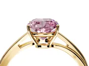 Solitaire Engagement Ring Setting for Fancy Pink Cushion Cut Center with Plain Bypass Twist Band and Prong Head in Yellow Gold