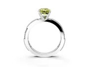 Solitaire Engagement Ring Setting for Fancy Yellow Radiant Cut Center with Milgrain-Edged Pave Band and Prong Head in Platinum