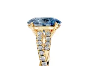 Solitaire Engagement Ring Setting for Fancy Blue Oval Center with Twisted Pave Split Shank and Prong Head in Yellow Gold