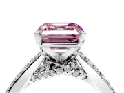 Solitaire Engagement Ring Setting for Fancy Pink Asscher Cut Center with Crossover Accents and Prong Head in Sterling Silver