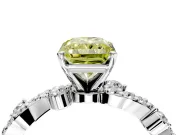 Solitaire Engagement Ring Setting for Fancy Yellow Radiant Cut Center with Bar-Station Pave Twist and Prong Head in Sterling Silver