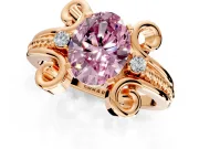 Solitaire Engagement Ring Setting for Fancy Pink Oval Center with Twisted Band and Scroll Prong Head in Rose Gold