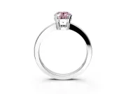 Solitaire Engagement Ring Setting for Fancy Pink Oval Center with Plain Band and Flat Tab Prong Head in White Gold