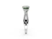 3 Stone Engagement Ring Setting for Fancy Green Princess Cut Center with Pave Split Shank and Prong Head in Platinum