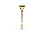 Open Basket Engagement Ring Setting for Fancy Yellow Emerald Cut Center with Pave Band and Prong Head in Rose Gold
