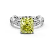 Solitaire Engagement Ring Setting for Fancy Yellow Radiant Cut Center with Marquise Panel Band and Prong Head in Sterling Silver
