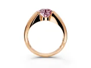 Tension Engagement Ring Setting for Fancy Pink Round Cut Center with Wide Tapered Band and Tension Head in Rose Gold