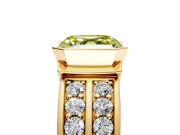 Bezel Engagement Ring Setting for Fancy Yellow Asscher Cut Center with Wide Channel-Set Band and Bezel Head in Yellow Gold