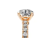Solitaire Engagement Ring Setting for Round Cut Center with Single Row Accent Band and Prong Head in Rose Gold