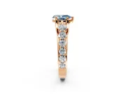 Solitaire Engagement Ring Setting for Fancy Blue Pear-Shaped Center with Graduated Shared Prongs and Prong Head in Rose Gold