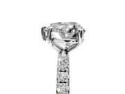 Solitaire Engagement Ring Setting for Heart-Shaped Center with Micro Pave Band and Prong Head in White Gold