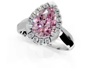 Halo Engagement Ring Setting for Fancy Pink Pear-Shaped Center with Square Band and Prong Head in Platinum