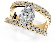 Solitaire Engagement Ring Setting for Pear-Shaped Center with Wide-Open Split Shank and Prong Head in Yellow Gold