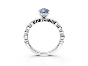 Solitaire Engagement Ring Setting for Fancy Blue Pear-Shaped Center with Beaded Bezel Station Band and Prong Head in Platinum
