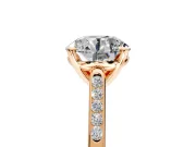 Solitaire Engagement Ring Setting for Round Cut Center with Channel Accents and Prong Head in Rose Gold