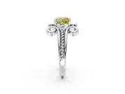 Solitaire Engagement Ring Setting for Fancy Yellow Cushion Cut Center with Twisted Band and Scroll Prong Head in Platinum