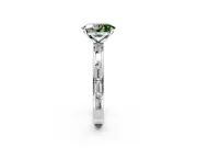 Solitaire Engagement Ring Setting for Fancy Green Oval Center with Channel Baguette Band and Prong Head in Platinum