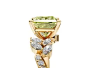 Solitaire Engagement Ring Setting for Fancy Yellow Princess Cut Center with Marquise Accent Twist Band and Prong Head in Yellow Gold