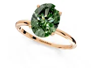 Solitaire Engagement Ring Setting for Fancy Green Oval Center with Straight Thin Band and Prong Head in Rose Gold