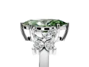 Floral Engagement Ring Setting for Fancy Green Marquise Center with Marquise Cluster Shoulders and Prong Head in Platinum