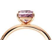 Low-Set Solitaire Engagement Ring Setting for Fancy Pink Princess Cut Center with Thin Plain Band and Prong Head in Rose Gold