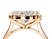 Single Halo Engagement Ring Setting for Cushion Cut Center with Corner Claws, Plain Band and Prong Head in Rose Gold