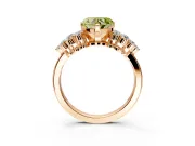 Cluster Engagement Ring Setting for Fancy Yellow Heart-Shaped Center with 2-Row Shoulder Clusters and Prong Head in Rose Gold