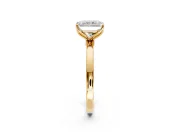 Solitaire Engagement Ring Setting for Radiant Cut Center with Thin Rounded Plain Band and Prong Head in Yellow Gold