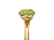 Solitaire Engagement Ring Setting for Fancy Yellow Cushion Cut Center with Straight Thin Band and Prong Head in Yellow Gold