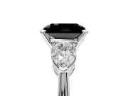 3 Stone Engagement Ring Setting for Fancy Black Radiant Cut Center with Large Pear-Shaped Accents and Prong Head in Platinum