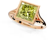 Solitaire Engagement Ring Setting for Fancy Yellow Princess Cut Center with V Split Shank and Bezel Head in Rose Gold
