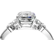 Solitaire Engagement Ring Setting for Radiant Cut Center with Marquise Flower Shoulders and Prong Head in Sterling Silver