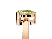 Solitaire Engagement Ring Setting for Fancy Yellow Pear-Shaped Center with Plain Band and Flat Tab Prong Head in Rose Gold