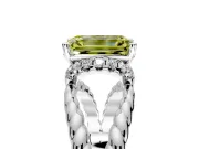 Halo Engagement Ring Setting for Fancy Yellow Emerald Cut Center with Rope Twist Split Shank and Prong Head in Platinum