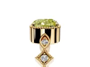 Milgrain Bezel Engagement Ring Setting for Fancy Yellow Cushion Cut Center with Marquise Stations and Bezel Head in Yellow Gold