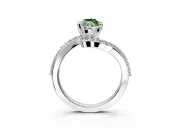 Solitaire Engagement Ring Setting for Fancy Green Marquise Center with Pave Bypass Swirl Band and Prong Head in Sterling Silver