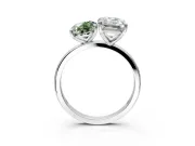 Fancy Green Oval and Emerald Cut Lab-Grown Diamond Toi et Moi Engagement Ring with Prong-Set Stones in White Gold