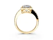 Accent Halo Engagement Ring Setting for Princess Cut Center with Full-Length Pave Band and Prong Head in Yellow Gold