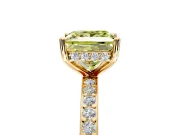 Solitaire Engagement Ring Setting for Fancy Yellow Princess Cut Center with Fine Pave Band and Prong Head in Yellow Gold