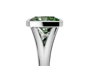 Solitaire Engagement Ring Setting for Fancy Green Radiant Cut Center with V Split Shank and Bezel Head in Platinum