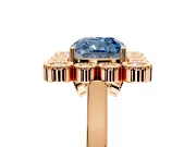 Cluster Halo Engagement Ring Setting for Fancy Blue Cushion Cut Center with Milgrain Bezel Accents and Prong Head in Rose Gold