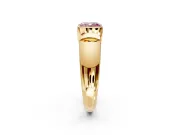 Tension Engagement Ring Setting for Fancy Pink Cushion Cut Center with Wide Flat Band and Tension Head in Yellow Gold