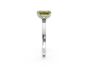 Solitaire Engagement Ring Setting for Fancy Yellow Emerald Cut Center with Thin Rounded Plain Band and Prong Head in Platinum